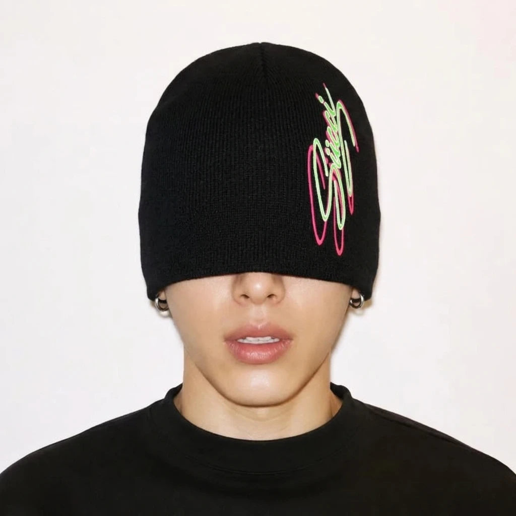 Black Succi Skull Cap worn low